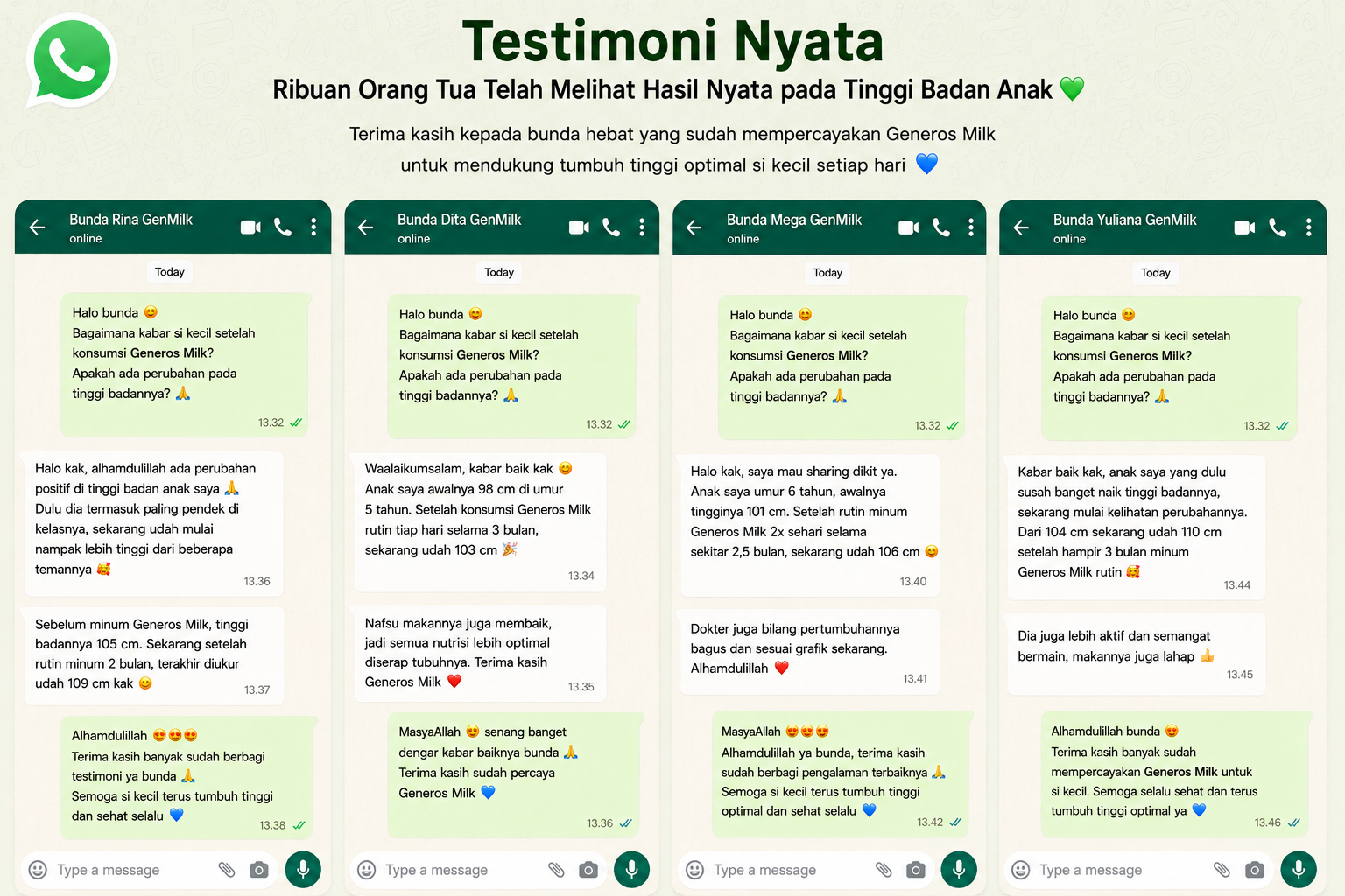 Testimoni Nyata Orang Tua Generos Milk