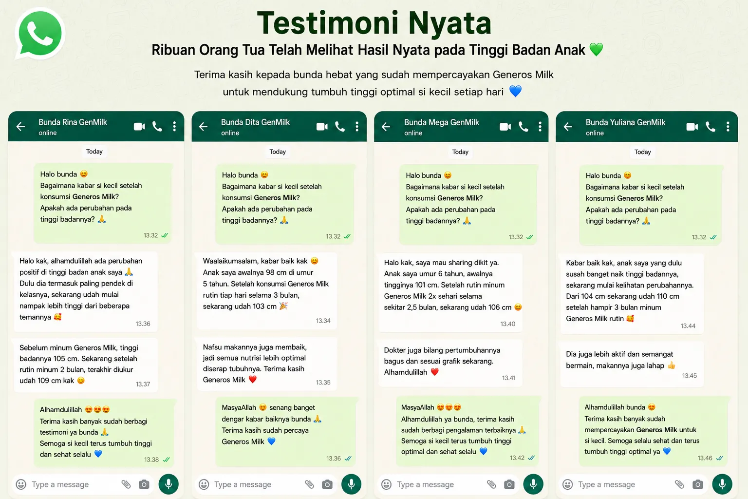 Testimoni Nyata Orang Tua Generos Milk